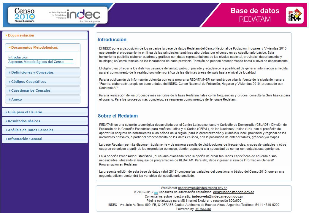 INDEC::Argentina - Censo Nacional de Población, Hogares y Vivienda 2010